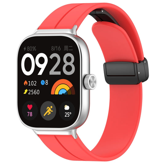 For Xiaomi  Mi Band 8 Pro Groove Folding Magnetic Buckle Silicone Watch Band(Red) - Watch Bands by PMC Jewellery | Online Shopping South Africa | PMC Jewellery