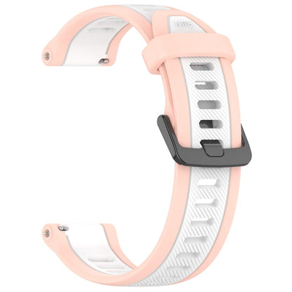 For Garmin Forerunner 255 Music 22mm Two Color Textured Silicone Watch Band(White+Pink) - Watch Bands by PMC Jewellery | Online Shopping South Africa | PMC Jewellery