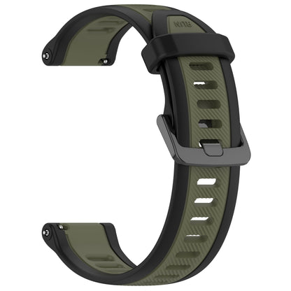 For Garmin Vivoactive 4 22mm Two Color Textured Silicone Watch Band(Green+Black) - Watch Bands by PMC Jewellery | Online Shopping South Africa | PMC Jewellery