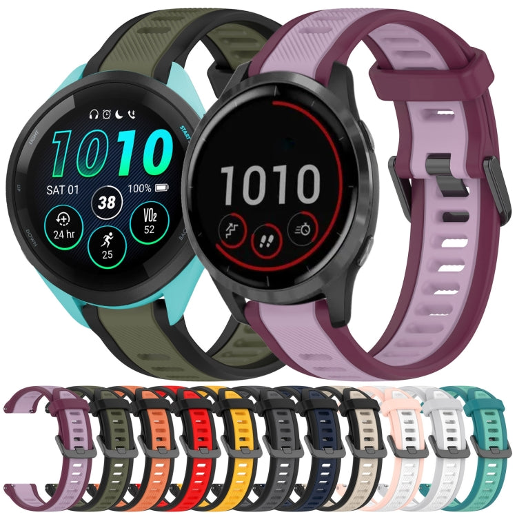 For Garmin Forerunner 255 22mm Two Color Textured Silicone Watch Band(Red+Black) - Watch Bands by PMC TechLife | Online Shopping South Africa | PMC TechLife