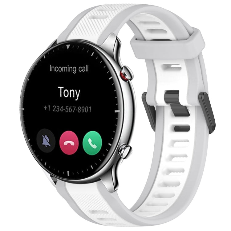 For Amazfit GTR 2 22mm Two-Color Textured Silicone Watch Band(White+Grey) - Watch Bands by PMC TechLife | Online Shopping South Africa | PMC TechLife