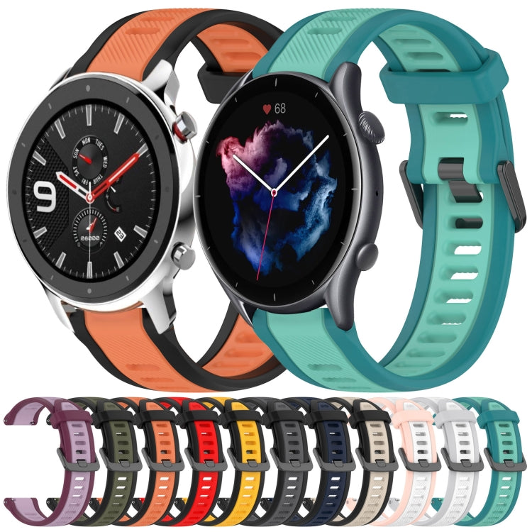 For Amazfit GTR 2 22mm Two-Color Textured Silicone Watch Band(Grey+Black) - Watch Bands by PMC TechLife | Online Shopping South Africa | PMC TechLife