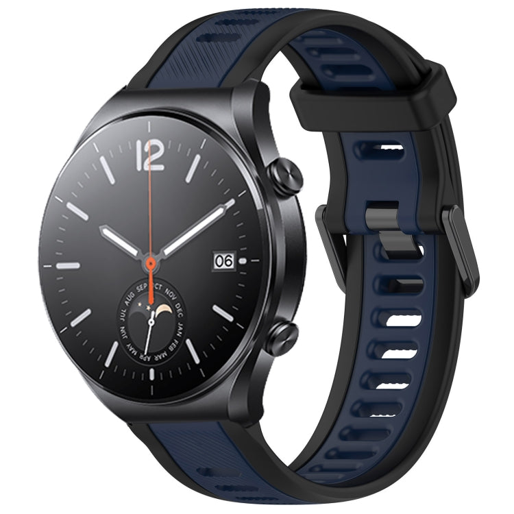 For Xiaomi MI Watch S1 22mm Two Color Textured Silicone Watch Band(Midnight Blue+Black) - Watch Bands by PMC Jewellery | Online Shopping South Africa | PMC Jewellery