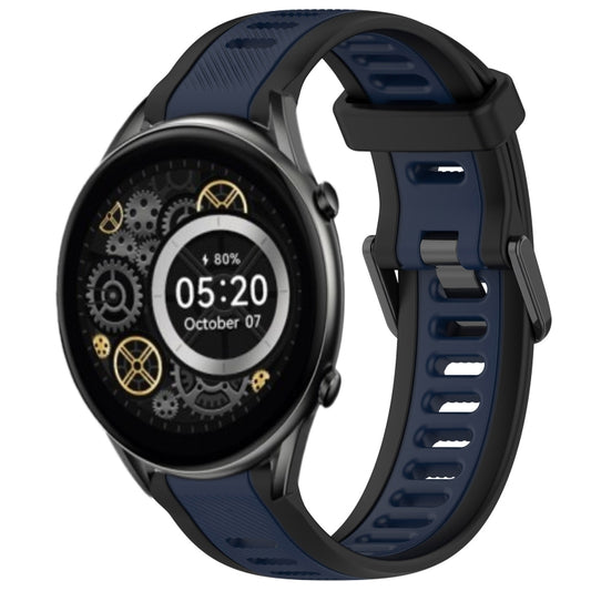 For Xiaomi Haylou RT2 LS10 22mm Two Color Textured Silicone Watch Band(Midnight Blue+Black) - Watch Bands by PMC Jewellery | Online Shopping South Africa | PMC Jewellery