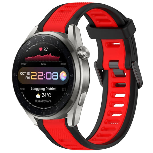 For Huawei Watch 3 Pro New 22mm Two Color Textured Silicone Watch Band(Red+Black) - Watch Bands by PMC Jewellery | Online Shopping South Africa | PMC Jewellery