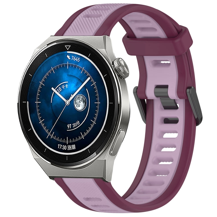 For Huawei Watch GT3 Pro 46mm 22mm Two Color Textured Silicone Watch Band(Purple) - Watch Bands by PMC Jewellery | Online Shopping South Africa | PMC Jewellery