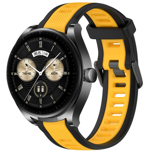 For Huawei Watch Buds 22mm Two Color Textured Silicone Watch Band(Yellow+Black) - Watch Bands by PMC Jewellery | Online Shopping South Africa | PMC Jewellery