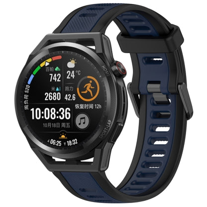 For Huawei Watch GT Runner 22mm Two Color Textured Silicone Watch Band(Midnight Blue+Black) - Watch Bands by PMC Jewellery | Online Shopping South Africa | PMC Jewellery