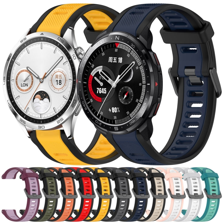 For Huawei Watch GT Runner 22mm Two Color Textured Silicone Watch Band(Midnight Blue+Black) - Watch Bands by PMC Jewellery | Online Shopping South Africa | PMC Jewellery