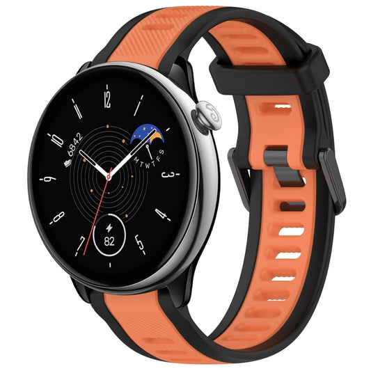 For Amazfit GTR Mini 20mm Two-Color Textured Silicone Watch Band(Orange+Black) - Watch Bands by PMC Jewellery | Online Shopping South Africa | PMC Jewellery