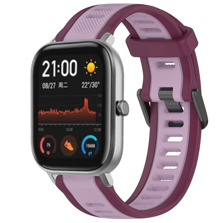 For Amazfit GTS 20mm Two-Color Textured Silicone Watch Band(Purple) - Watch Bands by PMC Jewellery | Online Shopping South Africa | PMC Jewellery