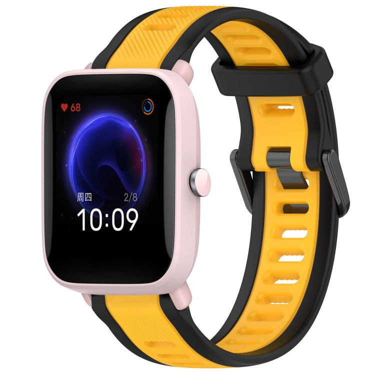 For Amazfit Pop Pro 20mm Two-Color Textured Silicone Watch Band(Yellow+Black) - Watch Bands by PMC Jewellery | Online Shopping South Africa | PMC Jewellery