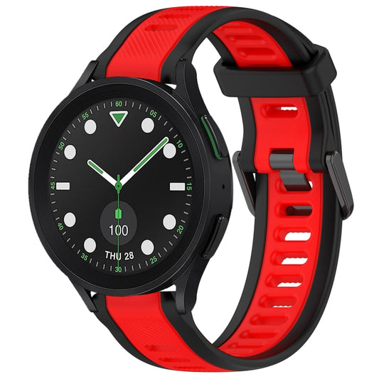 For Samsung Galaxy watch 5 Pro Golf Edition 20mm Two Color Textured Silicone Watch Band(Red+Black) - Watch Bands by PMC Jewellery | Online Shopping South Africa | PMC Jewellery