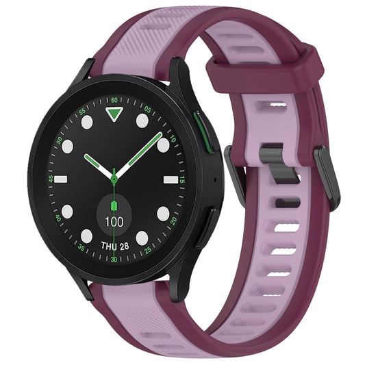 For Samsung Galaxy watch 5 Golf Edition 20mm Two Color Textured Silicone Watch Band(Purple) - Watch Bands by PMC Jewellery | Online Shopping South Africa | PMC Jewellery