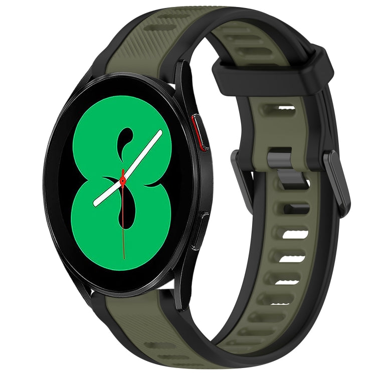 For Samsung Galaxy Watch 4 44mm 20mm Two Color Textured Silicone Watch Band(Green+Black) - Watch Bands by PMC Jewellery | Online Shopping South Africa | PMC Jewellery