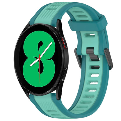 For Samsung Galaxy Watch 4 44mm 20mm Two Color Textured Silicone Watch Band(Teal) - Watch Bands by PMC Jewellery | Online Shopping South Africa | PMC Jewellery