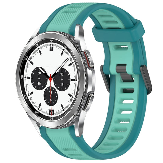 For Samsung  Galaxy Watch 4 Classic 42mm 20mm Two Color Textured Silicone Watch Band(Teal) - Watch Bands by PMC Jewellery | Online Shopping South Africa | PMC Jewellery