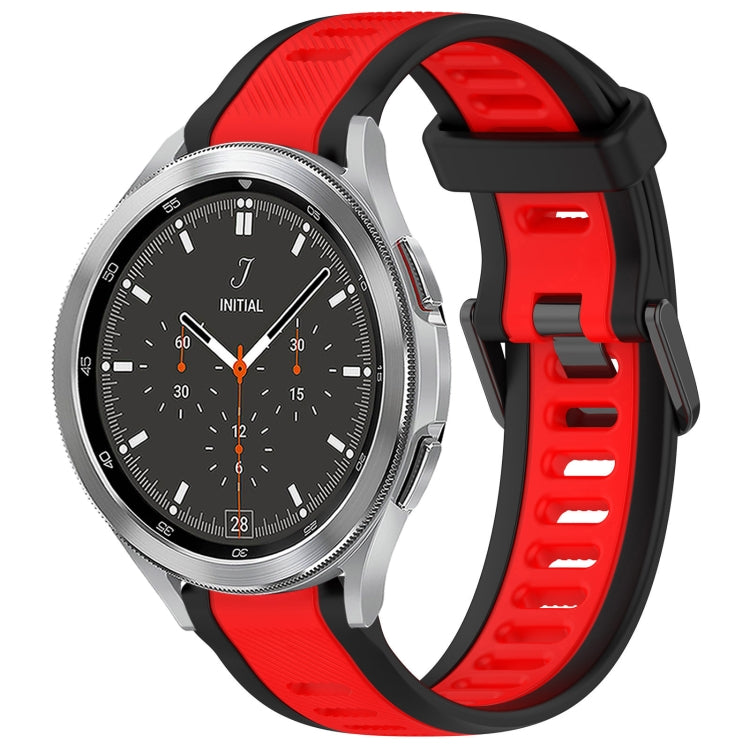 For Samsung  Galaxy Watch 4 Classic 46mm 20mm Two Color Textured Silicone Watch Band(Red+Black) - Watch Bands by PMC Jewellery | Online Shopping South Africa | PMC Jewellery