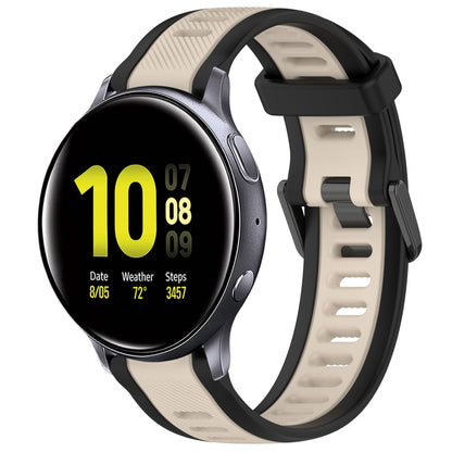 For Samsung Galaxy Watch Active 2 40mm 20mm Two Color Textured Silicone Watch Band(Starlight + Black) - Watch Bands by PMC Jewellery | Online Shopping South Africa | PMC Jewellery