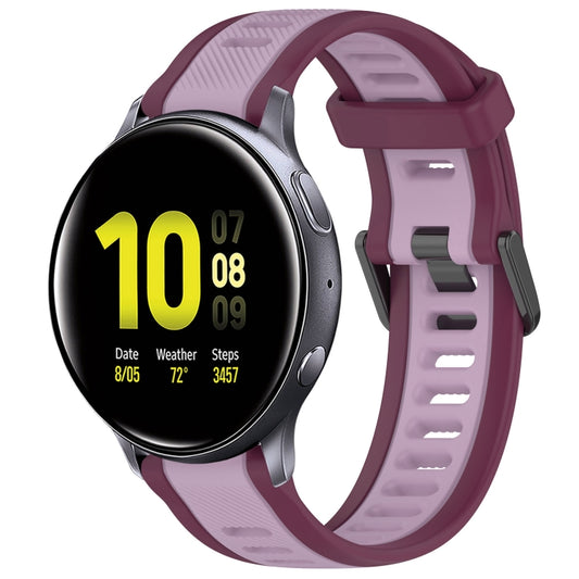 For Samsung Galaxy Watch Active 2 44mm 20mm Two Color Textured Silicone Watch Band(Purple) - Watch Bands by PMC Jewellery | Online Shopping South Africa | PMC Jewellery