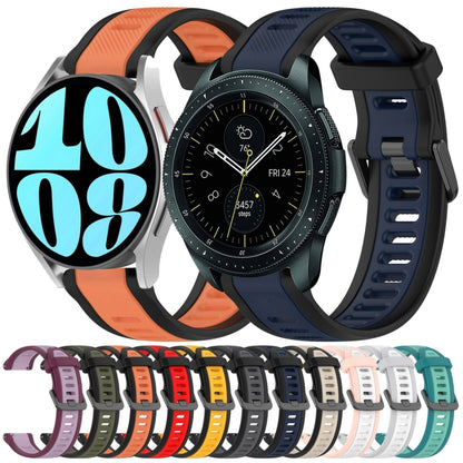 For Samsung Galaxy Watch 6 44mm 20mm Two Color Textured Silicone Watch Band(Grey+Black) - Watch Bands by PMC Jewellery | Online Shopping South Africa | PMC Jewellery