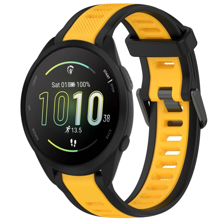 For Garmin Forerunner 165 20mm Two Color Textured Silicone Watch Band(Yellow+Black) - Watch Bands by PMC Jewellery | Online Shopping South Africa | PMC Jewellery