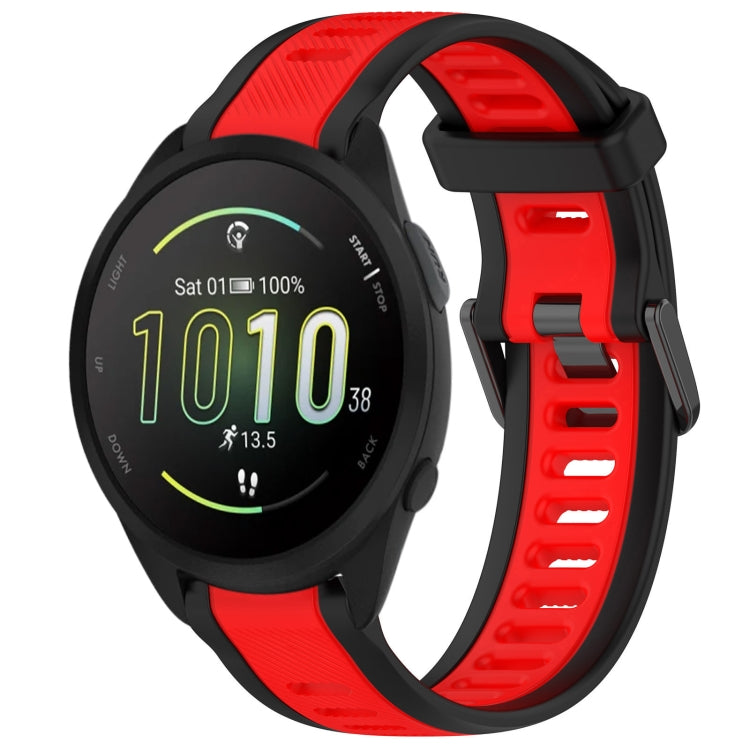 For Garmin Forerunner 165 Music 20mm Two Color Textured Silicone Watch Band(Red+Black) - Watch Bands by PMC Jewellery | Online Shopping South Africa | PMC Jewellery