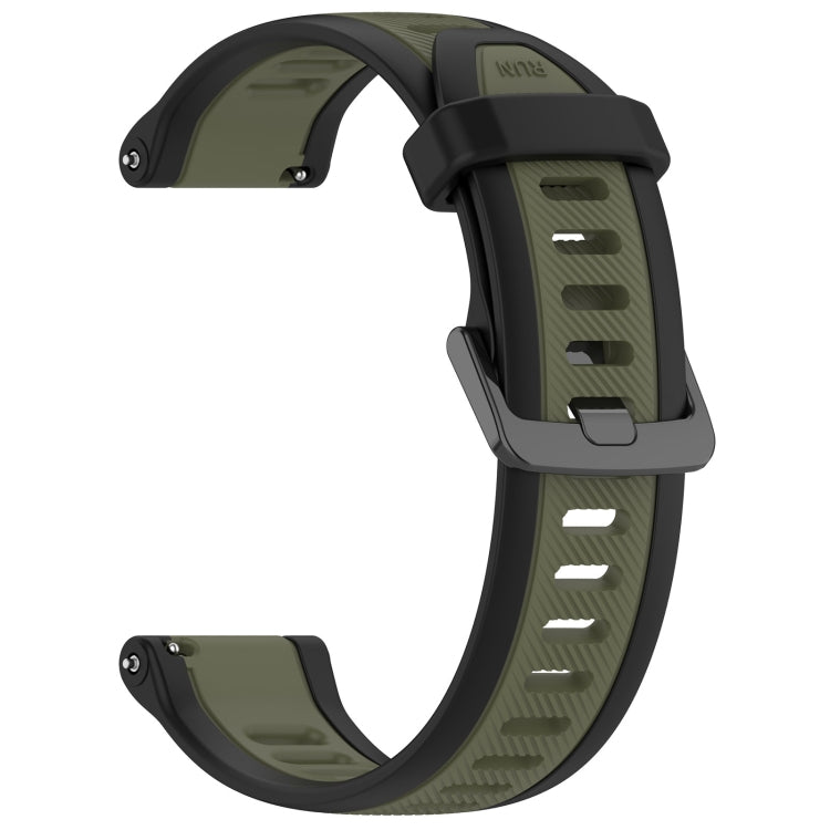 For Garmin Forerunner Sq2 / Sq2 Music 20mm Two Color Textured Silicone Watch Band(Green+Black) - Watch Bands by PMC Jewellery | Online Shopping South Africa | PMC Jewellery