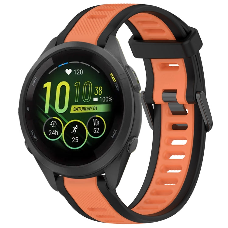 For Garmin Forerunner 265S 18mm Two Color Textured Silicone Watch Band(Orange+Black) - Watch Bands by PMC Jewellery | Online Shopping South Africa | PMC Jewellery