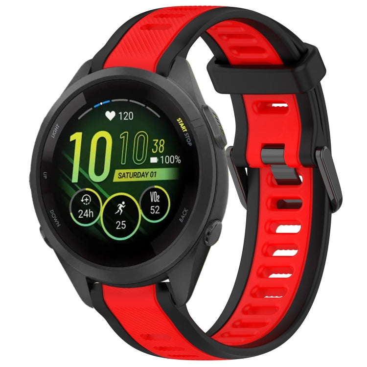 For Garmin Forerunner 265S 18mm Two Color Textured Silicone Watch Band(Red+Black) - Watch Bands by PMC Jewellery | Online Shopping South Africa | PMC Jewellery