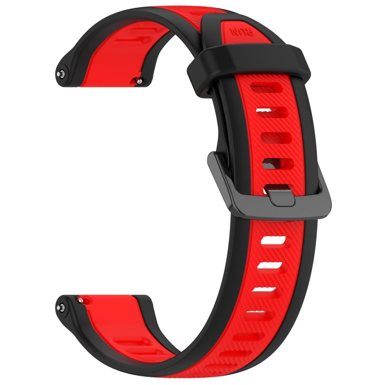For Garmin Forerunner 265S 18mm Two Color Textured Silicone Watch Band(Red+Black) - Watch Bands by PMC Jewellery | Online Shopping South Africa | PMC Jewellery