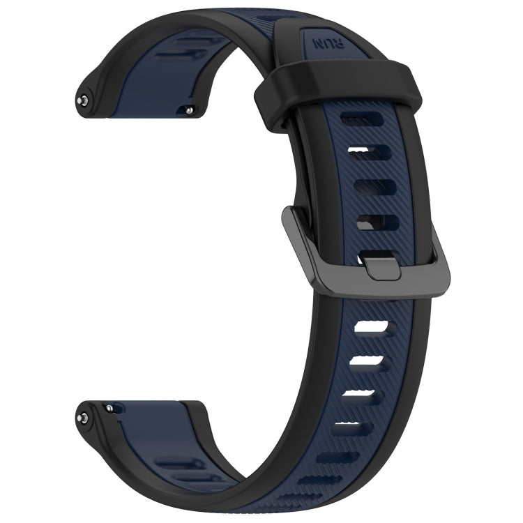 For Garmin Active S 18mm Two Color Textured Silicone Watch Band(Midnight Blue+Black) - Watch Bands by PMC TechLife | Online Shopping South Africa | PMC TechLife