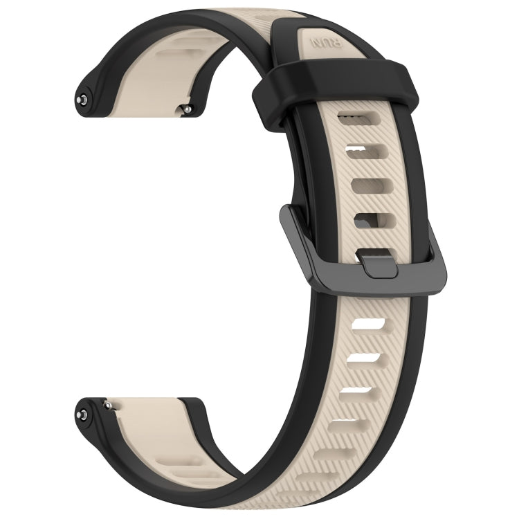For Garmin Active S 18mm Two Color Textured Silicone Watch Band(Starlight + Black) - Watch Bands by PMC TechLife | Online Shopping South Africa | PMC TechLife