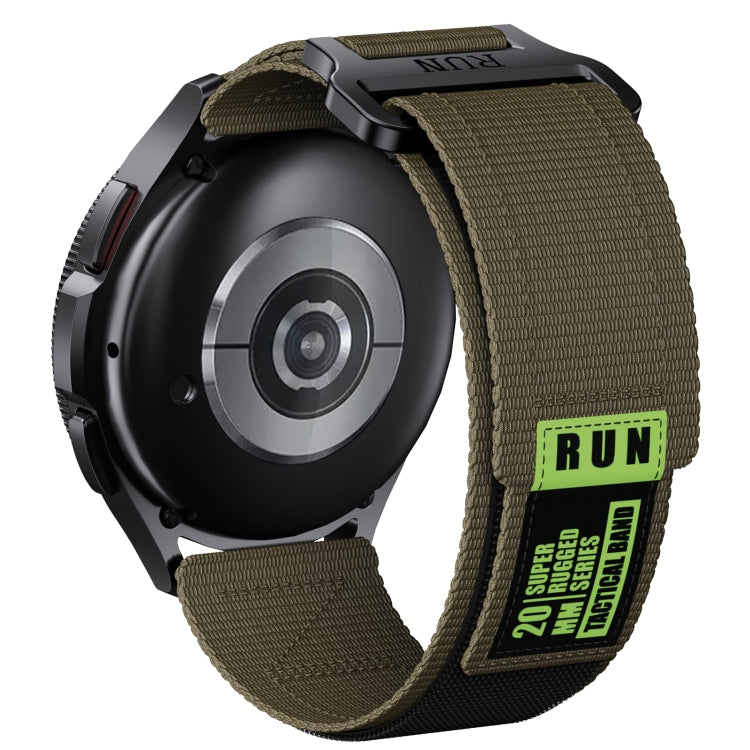 20mm Two Color Nylon Canvas Hook And Loop Fastener Watch Band(Army Green+Black) - 20mm Bands by PMC TechLife | Online Shopping South Africa | PMC TechLife
