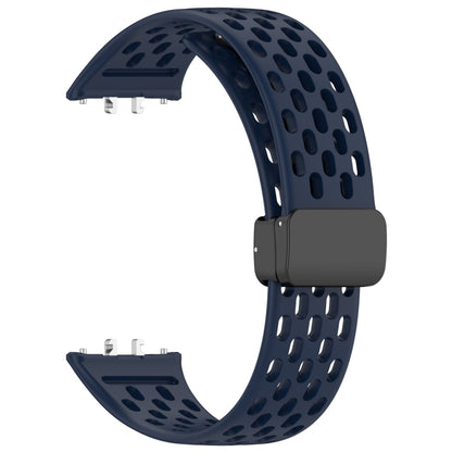 For Samsung Galaxy Fit 3 Hole Style Magnetic Folding Buckle Silicone Watch Band(Midnight Blue) - Watch Bands by PMC Jewellery | Online Shopping South Africa | PMC Jewellery