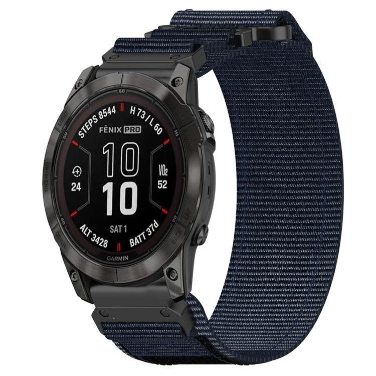 For Garmin Fenix 7 Pro 47mm 22mm Nylon Hook And Loop Fastener Watch Band(Blue) - Watch Bands by PMC TechLife | Online Shopping South Africa | PMC TechLife