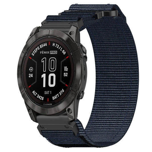For Garmin Fenix 7 Pro 47mm 22mm Nylon Hook And Loop Fastener Watch Band(Blue) - Watch Bands by PMC Jewellery | Online Shopping South Africa | PMC Jewellery