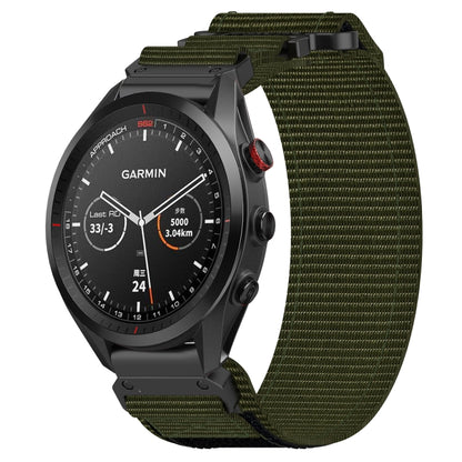 For Garmin Approach S62 22mm Nylon Hook And Loop Fastener Watch Band(Army Green) - Watch Bands by PMC Jewellery | Online Shopping South Africa | PMC Jewellery