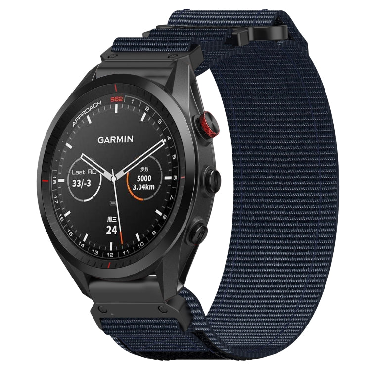 For Garmin Approach S62 22mm Nylon Hook And Loop Fastener Watch Band(Blue) - Watch Bands by PMC TechLife | Online Shopping South Africa | PMC TechLife