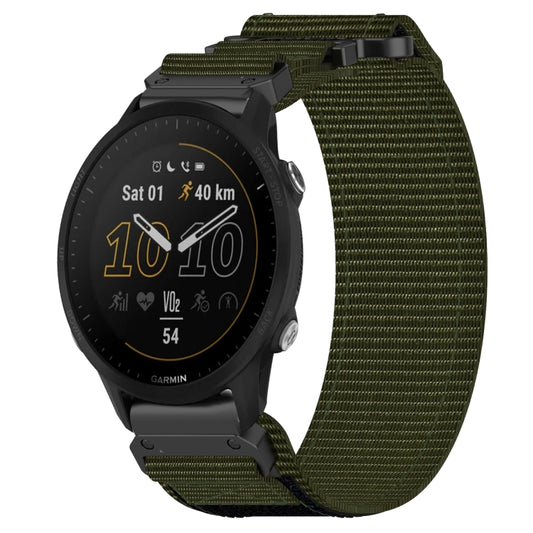 For Garmin Forerunner 955 22mm Nylon Hook And Loop Fastener Watch Band(Army Green) - Watch Bands by PMC Jewellery | Online Shopping South Africa | PMC Jewellery