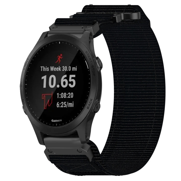 For Garmin Forerunner 945 22mm Nylon Hook And Loop Fastener Watch Band(Black) - Watch Bands by PMC TechLife | Online Shopping South Africa | PMC TechLife