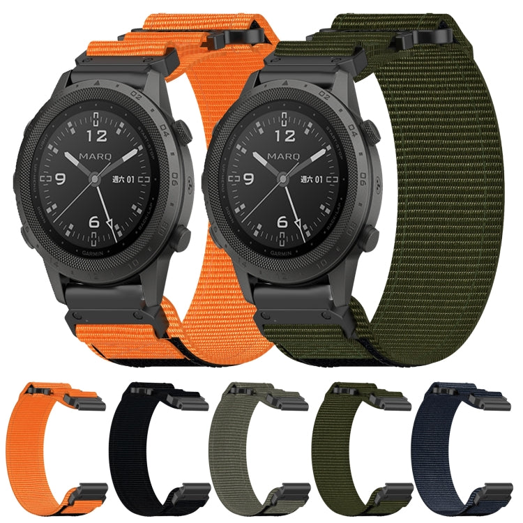 For Garmin MARQ Commander 22mm Nylon Hook And Loop Fastener Watch Band(Black) - Watch Bands by PMC TechLife | Online Shopping South Africa | PMC TechLife
