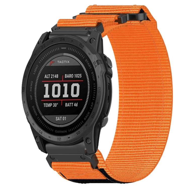 For Garmin Tactix 7 26mm Nylon Hook And Loop Fastener Watch Band(Orange) - Watch Bands by PMC TechLife | Online Shopping South Africa | PMC TechLife