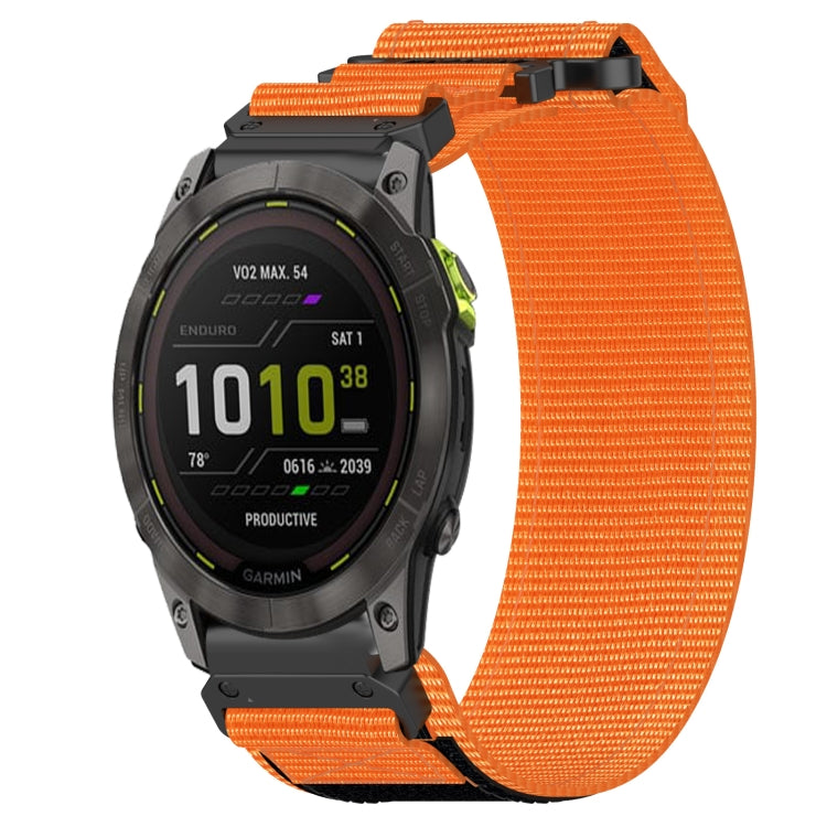 For Garmin Enduro 2 26mm Nylon Hook And Loop Fastener Watch Band(Orange) - Watch Bands by PMC Jewellery | Online Shopping South Africa | PMC Jewellery