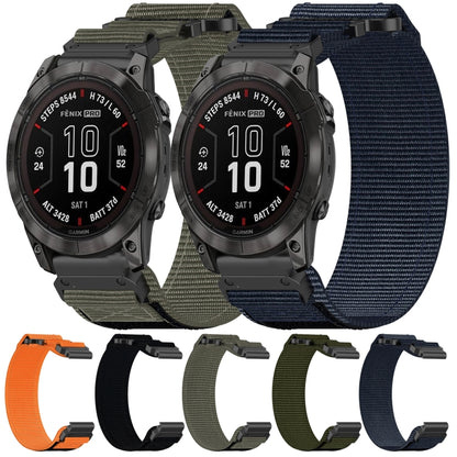 For Garmin Fenix 5X Sapphire 26mm Nylon Hook And Loop Fastener Watch Band(Black) - Watch Bands by PMC Jewellery | Online Shopping South Africa | PMC Jewellery