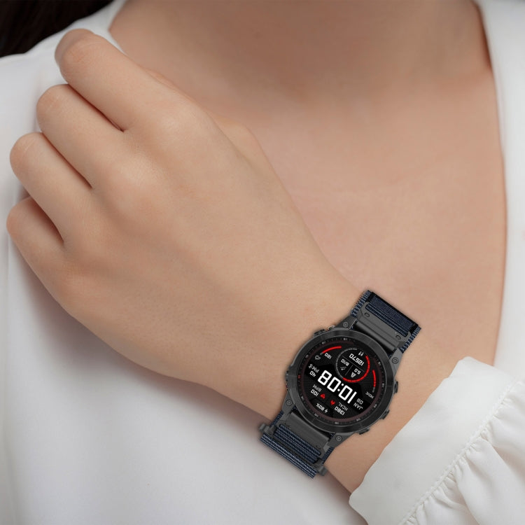 For Garmin Fenix 5X Sapphire 26mm Nylon Hook And Loop Fastener Watch Band(Blue) - Watch Bands by PMC TechLife | Online Shopping South Africa | PMC TechLife
