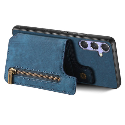 For Samsung Galaxy S25 Ultra 5G Retro Leather Zipper Wallet Back Phone Case(Blue) - Galaxy S25 Ultra 5G Cases by PMC Jewellery | Online Shopping South Africa | PMC Jewellery | Buy Now Pay Later Mobicred