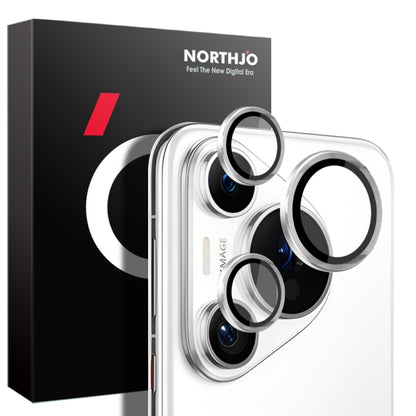 For Huawei Pura 70 Pro NORTHJO Camera Lens CD Vein Metal Ring Tempered Glass Film(Silver) - Huawei Tempered Glass by NORTHJO | Online Shopping South Africa | PMC Jewellery | Buy Now Pay Later Mobicred