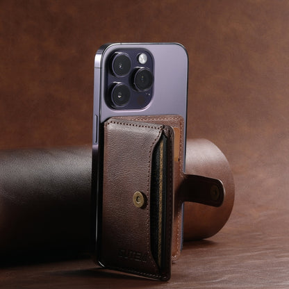 Suteni S2 Phone Magnetic Card Case Card Sleeve MagSafe Magnetic Coil PU Leather(Brown) - Others Accessories by Suteni | Online Shopping South Africa | PMC Jewellery | Buy Now Pay Later Mobicred