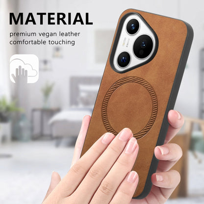 For Huawei Pura 70 Pro Solid Color Retro Magsafe PU Back Cover Phone Case(Brown) - Huawei Cases by PMC Jewellery | Online Shopping South Africa | PMC Jewellery | Buy Now Pay Later Mobicred